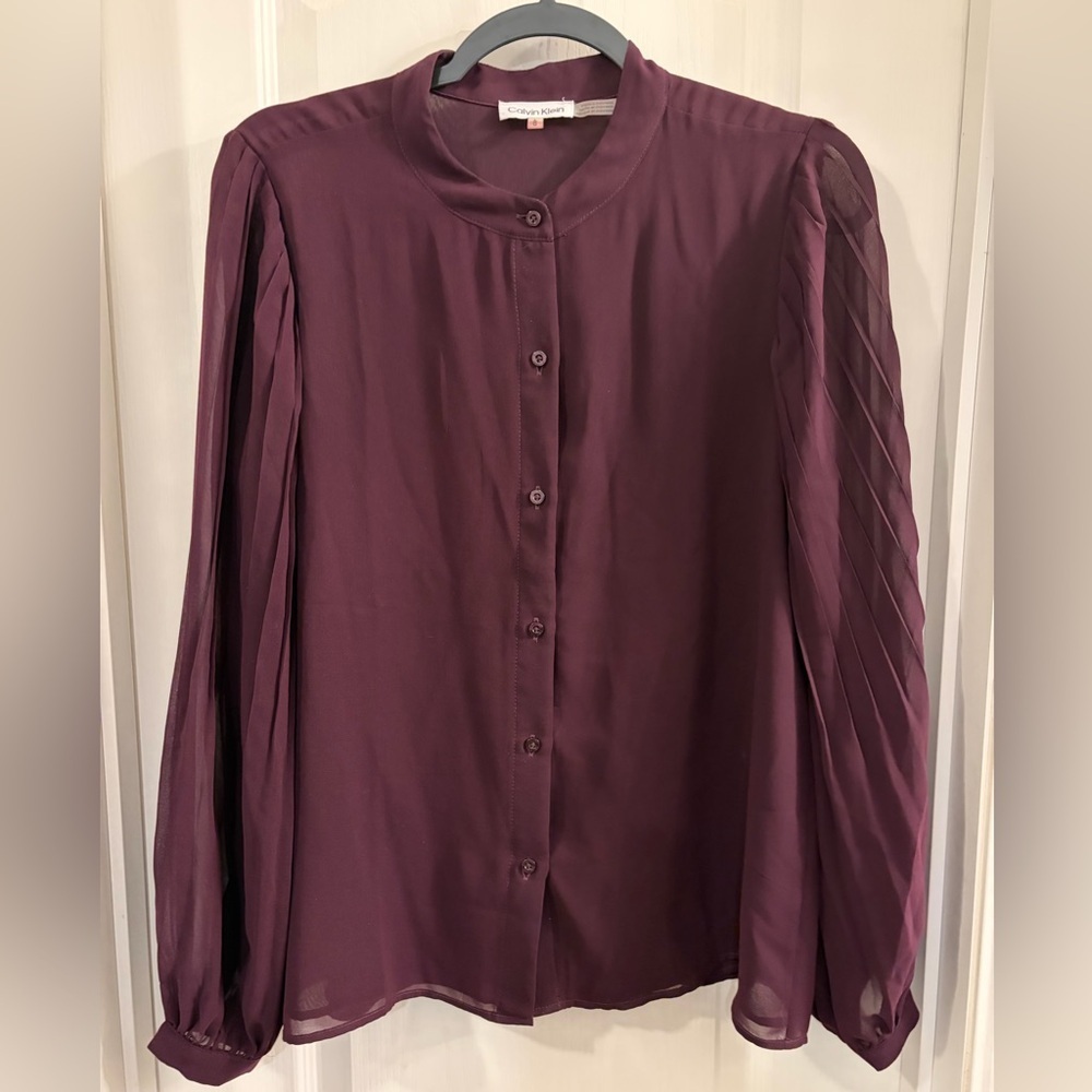 Calvin Klein Deep Purple Button-Up Blouse